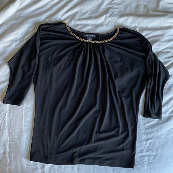 Black women’s top with gold neckline - Picture 3 of 6